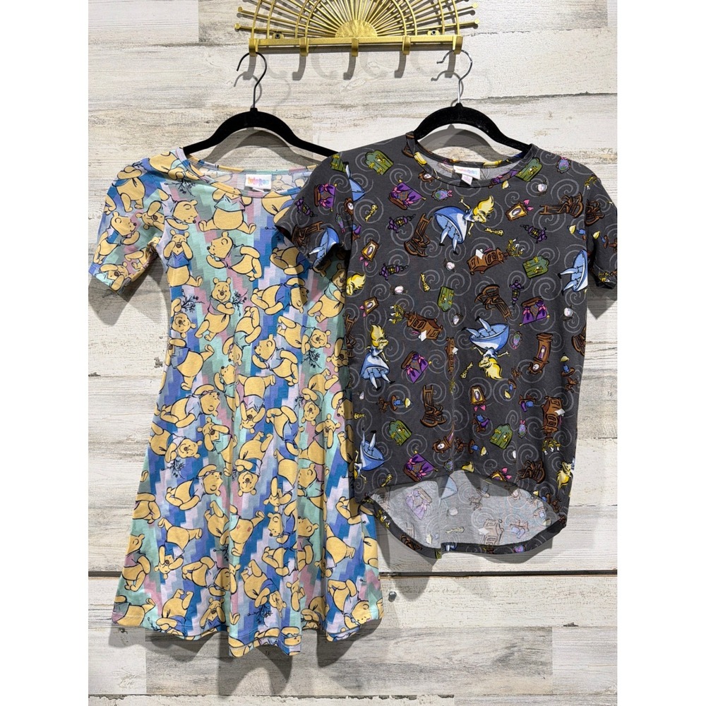 LuLaRoe Dress Tunic Girls 8 Disney Winnie The Pooh Alice Wonderland